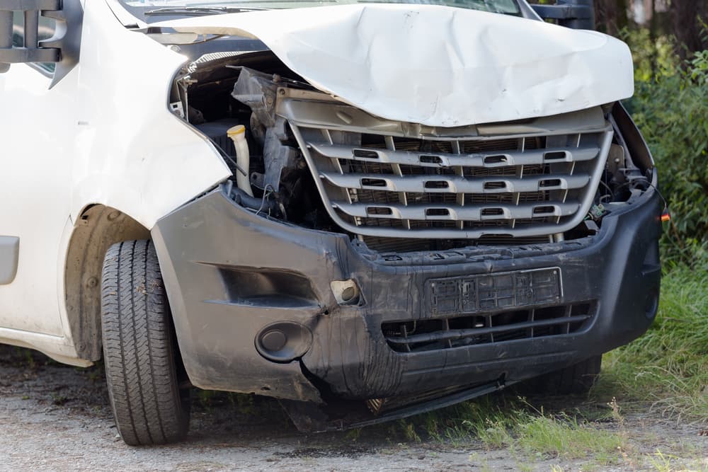 USPS truck crashed on road