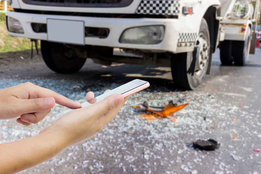 Delivery truck crashed on road